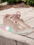 Casual Printed Shoes With Led Light - Peach