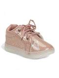 Casual Printed Shoes With Led Light - Peach