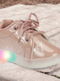 Casual Printed Shoes With Led Light - Peach