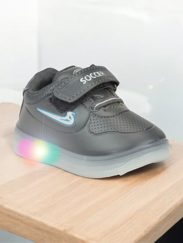 Casual Velcro Shoes With Led Light - Grey