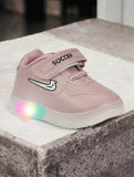 Casual Velcro Shoes With Led Light - Peach