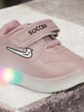 Casual Velcro Shoes With Led Light - Peach