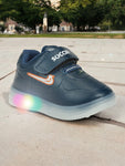 Casual Velcro Shoes With Led Light - Navy Blue