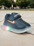 Casual Velcro Shoes With Led Light - Navy Blue