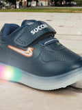 Casual Velcro Shoes With Led Light - Navy Blue