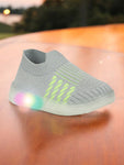 Casual Slip On Shoes With Led Light - Grey