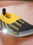 Slip On Casual Shoes With LED Light - Black