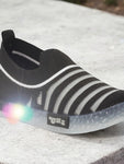 Slip On Casual Shoes With LED Light - Black