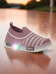 Slip On Casual Shoes With LED Light - Mauve