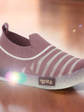 Slip On Casual Shoes With LED Light - Mauve