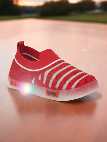 Slip On Casual Shoes With LED Light - Red