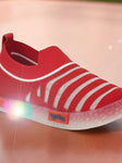 Slip On Casual Shoes With LED Light - Red