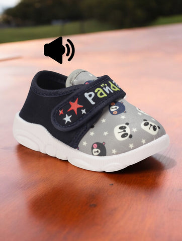 Musical Panda Chu Chu Shoes With Velcro Closing - Grey