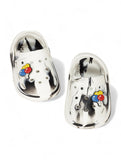 Marble Look Balloon Applique Anti-Slip Clogs - White
