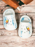 Marble Look Ice Cream Applique Anti-Slip Clogs - White