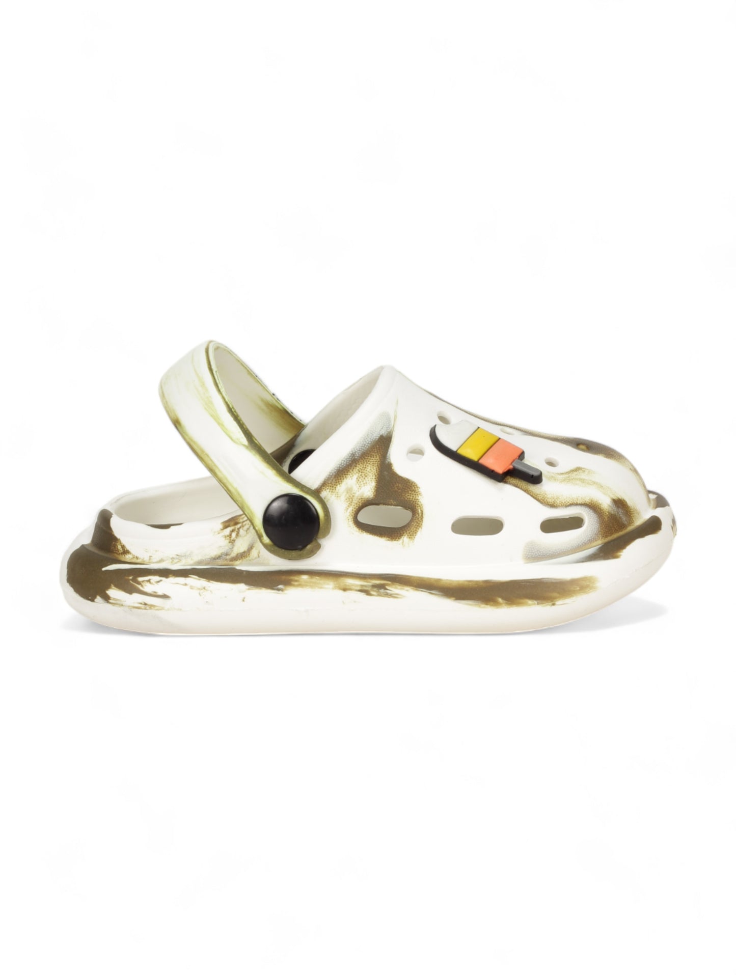 Marble Look Ice Cream Applique Anti-Slip Clogs - White