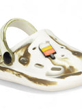 Marble Look Ice Cream Applique Anti-Slip Clogs - White