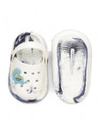 Marble Look Dinosaur Applique Anti-Slip Clogs - White