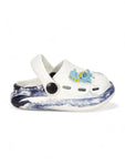 Marble Look Dinosaur Applique Anti-Slip Clogs - White