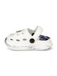 Marble Look Dinosaur Applique Anti-Slip Clogs - White