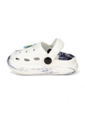 Marble Look Dinosaur Applique Anti-Slip Clogs - White