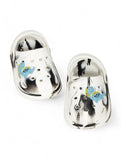 Marble Look Dinosaur Applique Anti-Slip Clogs - White