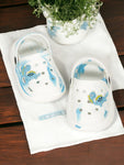 Marble Look Dinosaur Applique Anti-Slip Clogs - White