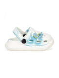 Marble Look Dinosaur Applique Anti-Slip Clogs - White