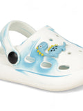 Marble Look Dinosaur Applique Anti-Slip Clogs - White