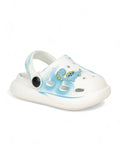 Marble Look Dinosaur Applique Anti-Slip Clogs - White