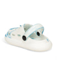 Marble Look Dinosaur Applique Anti-Slip Clogs - White