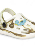 Marble Look Dinosaur Applique Anti-Slip Clogs - White