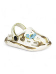 Marble Look Dinosaur Applique Anti-Slip Clogs - White
