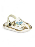 Marble Look Dinosaur Applique Anti-Slip Clogs - White
