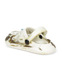 Marble Look Dinosaur Applique Anti-Slip Clogs - White