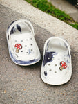 Marble Look Mushroom Applique Anti-Slip Clogs - White