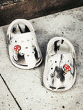 Marble Look Mushroom Applique Anti-Slip Clogs - White