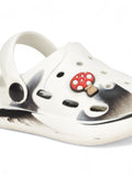 Marble Look Mushroom Applique Anti-Slip Clogs - White