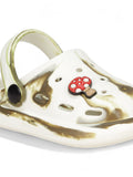 Marble Look Mushroom Applique Anti-Slip Clogs - White