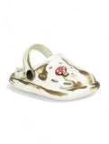 Marble Look Mushroom Applique Anti-Slip Clogs - White