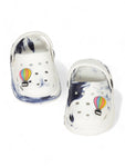 Marble Look Hot Air Balloon Applique Anti-Slip Clogs - White