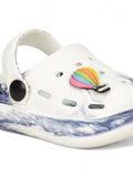 Marble Look Hot Air Balloon Applique Anti-Slip Clogs - White