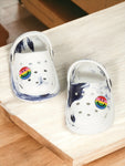 Marble Look Smily Applique Anti-Slip Clogs - White