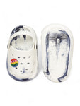 Marble Look Smily Applique Anti-Slip Clogs - White