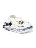 Marble Look Smily Applique Anti-Slip Clogs - White