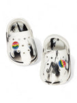 Marble Look Smily Applique Anti-Slip Clogs - White