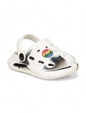 Marble Look Smily Applique Anti-Slip Clogs - White