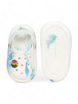 Marble Look Smily Applique Anti-Slip Clogs - White