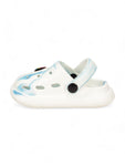 Marble Look Smily Applique Anti-Slip Clogs - White