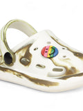 Marble Look Smily Applique Anti-Slip Clogs - White